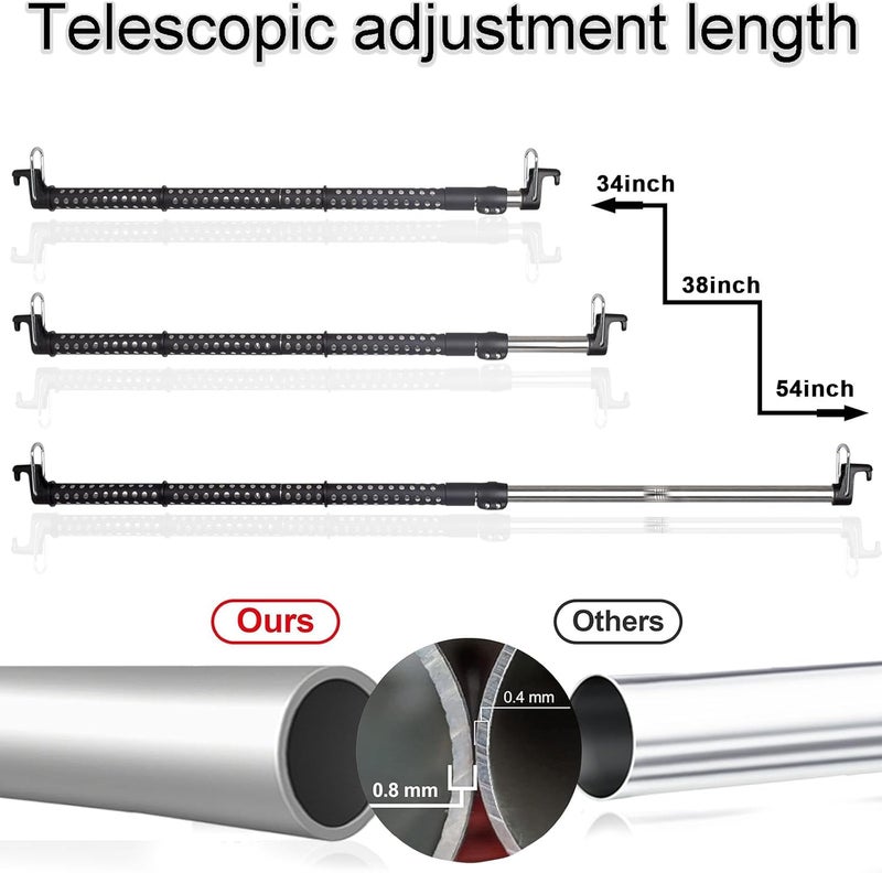 UEGHNS Car Clothes Hanger Bar, Clothes Rack for Car Telescopic Adjustable 34-54inch Heavy Duty Car Clothes Rack Suitable For Cars Trucks SUVs RVs Toad Trippers RVs. (34-54inch) - Image 2